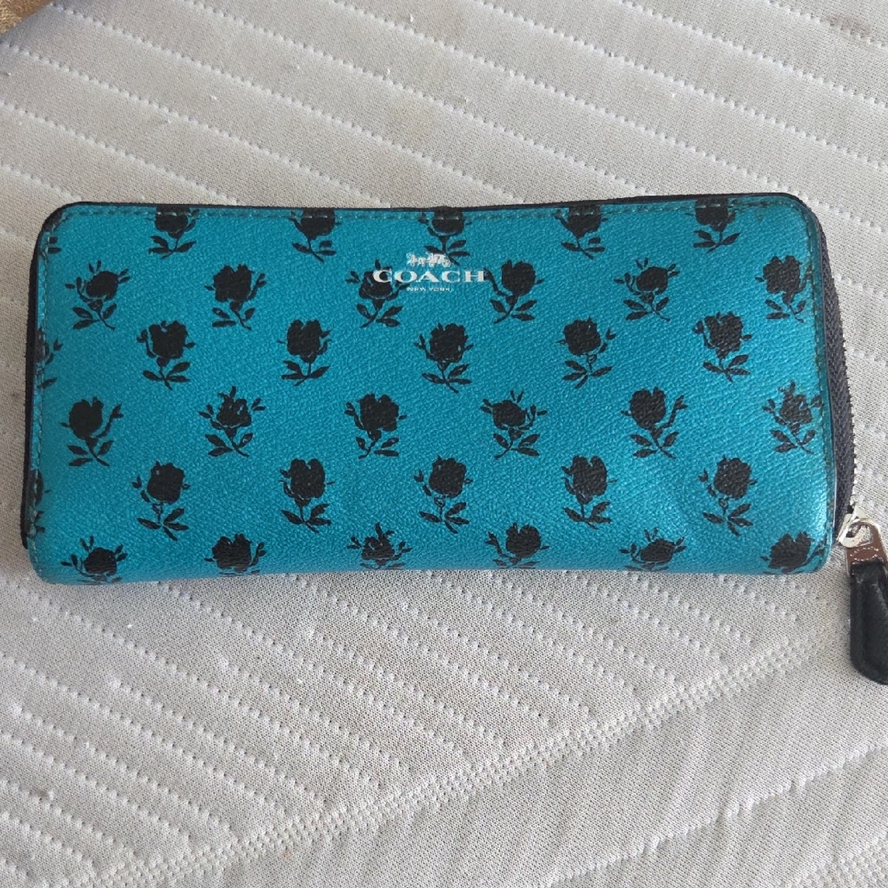 Coach Blue Floral Women's Wallet